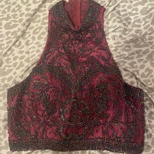 Sherri Hill size 6 two piece semi-formal dress. Color is deep purple/wine.